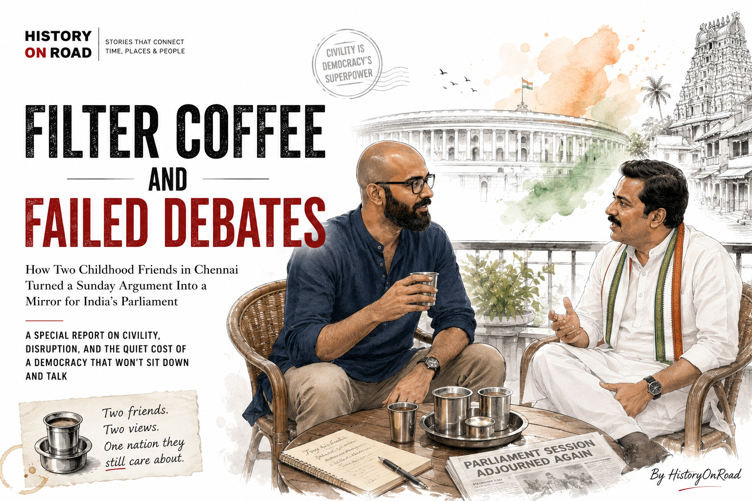 Filter Coffee and Failed Debates: How Two Childhood Friends in Chennai Turned a Sunday Argument Into a Mirror for India’s Parliament